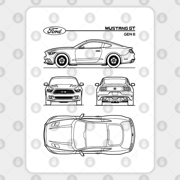 Ford Mustang GT Gen 6 Patent Black Magnet by Luve